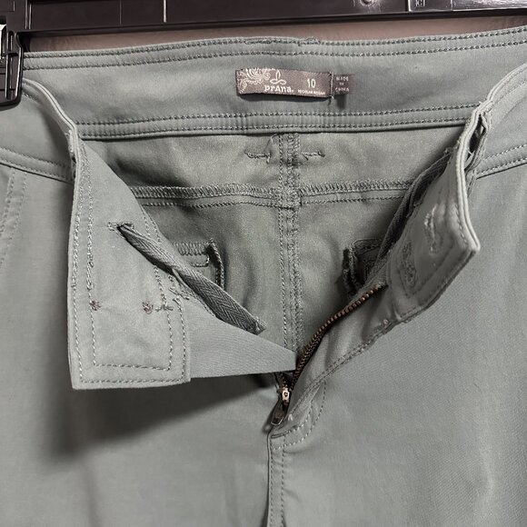 PrAna Halle Straight Smoky Blue Hiking Climbing Pants Stretch Roll-up Legs Sz 10 - Picture 5 of 13